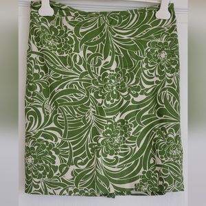 Green and off white skirt